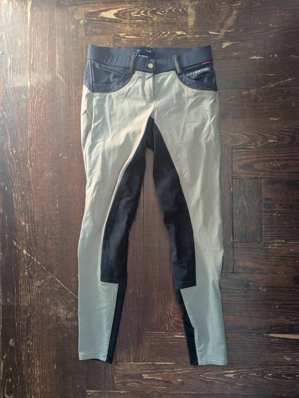 B Vertigo Beige / Navy Full Seat Breeches